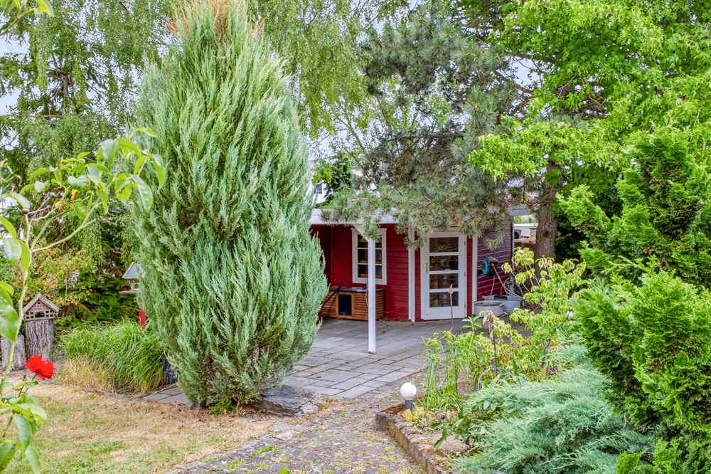 Blick Gartenhaus